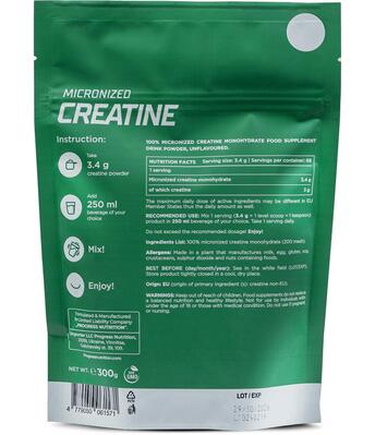 Креатин моногидрат Progress Nutrition Creatine без вкуса, 300 г