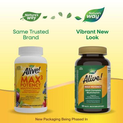 Мультивитамины Nature's Way Alive! Max3 Potency Multivitamin With Iron, 180 таблеток