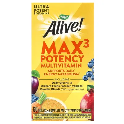 Мультивітаміни Nature's Way Alive! Max3 Potency Multivitamin With Iron, 60 таблеток