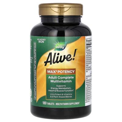 Мультивітаміни Nature's Way Alive! Max3 Potency Multivitamin Without Iron, 180 таблеток