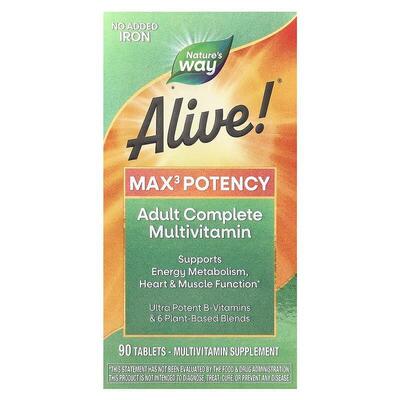 Мультивітаміни Nature's Way Alive! Max3 Potency Multivitamin Without Iron, 90 таблеток