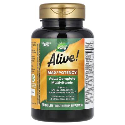 Мультивітаміни Nature's Way Alive! Max3 Potency Multivitamin Without Iron, 90 таблеток