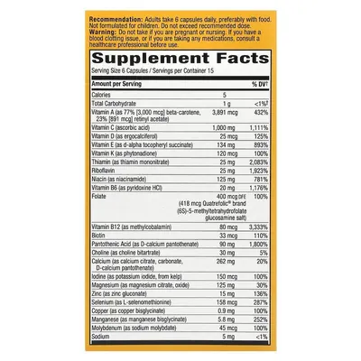 Мультивітаміни Nature's Way Alive! Max6 Potency Multivitamin Without Iron, 90 капсул