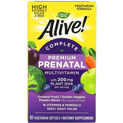 Мультивитамины для беременных Nature's Way Alive! Premium Prenatal Multivitamin, 60 капсул
