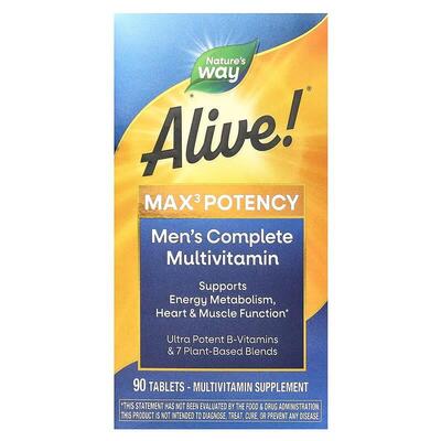 Мультивитамины для мужчин Nature's Way Alive! Men’s Max3 Daily Multivitamin, 90 таблеток