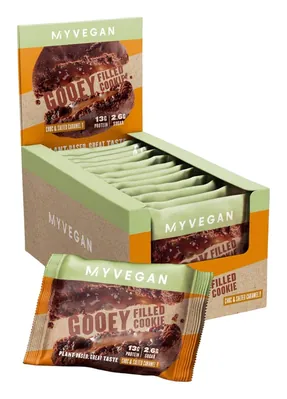 Печиво протеїнове MyProtein Gooey Filled Cookie подвійний шоколад та карамель, 12 штук по 75 г