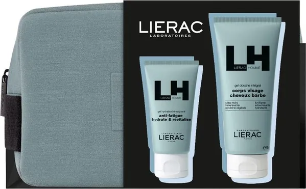 Набір чоловічий Lierac Homme (Гель для обличчя та навколо очей 50 мл + Гель для душу 200 мл у косметичці)