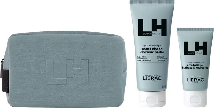 Набір чоловічий Lierac Homme (Гель для обличчя та навколо очей 50 мл + Гель для душу 200 мл у косметичці)