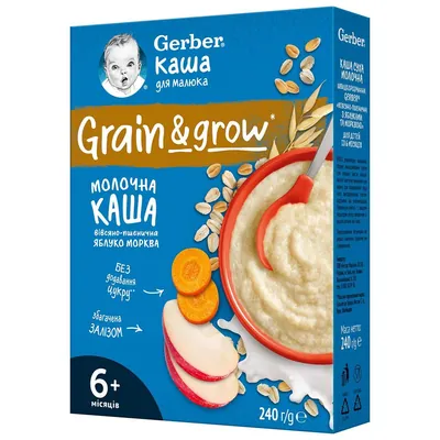 Каша молочна Gerber вівсяно-пшенична яблуко та морква для дітей з 6 місяців, 240 г