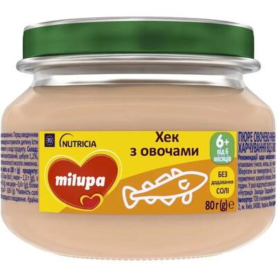 Пюре рыбно-овощное Milupa Хек с овощами для детей с 6 месяцев, 80 г