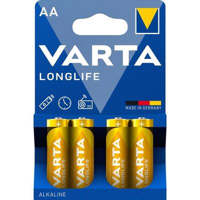 Батарейка Varta Longlife AA лужна, 4 штуки