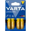 Батарейка Varta Longlife AA щелочная, 4 штуки