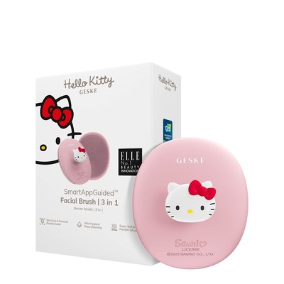 Щетка для лица GESKE 3 в 1 с держателем by Hello Kitty, Розовая