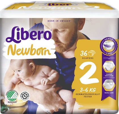 Підгузки Libero Newborn розмір 2, 3-6 кг, 36 шт