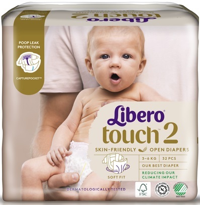 Підгузки Libero Touch розмір 2, 3-6 кг, 32 шт