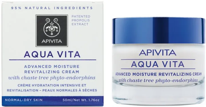 Крем для обличчя Apivita Aqua Vita інтенсивне зволоження та оздоровлення для нормальної і сухої шкіри, 50 мл