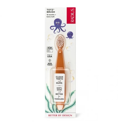 Зубная щетка Radius Totz Brush от 18 месяцев, очень мягкая, коралловая