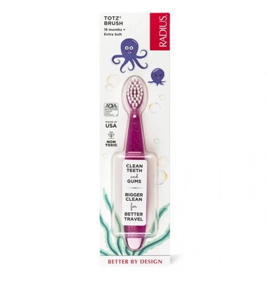 Зубная щетка Radius Totz Brush от 18 месяцев, очень мягкая, розовая