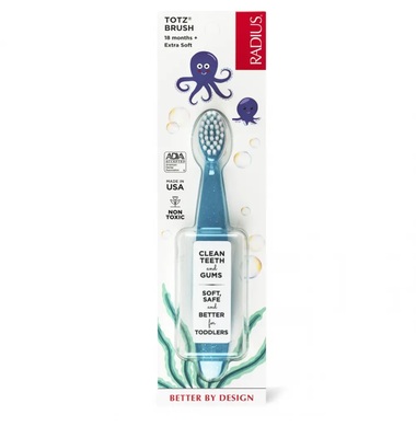 Зубная щетка Radius Totz Brush от 18 месяцев, очень мягкая, синяя