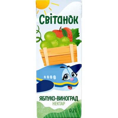 Нектар Світанок Яблуко-Виноград пастеризований, 200 мл