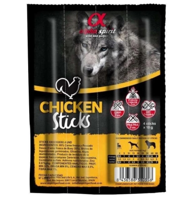 Лакомства полувлажные для собак Alpha Spirit DOG Sticks Chicken, 4 штуки (40 г)
