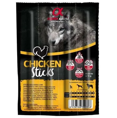 Ласощі напіввологі для собак Alpha Spirit DOG Sticks Chicken, 4 штуки (40 г)