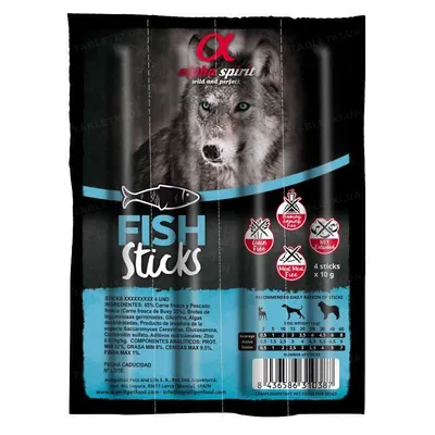Ласощі напіввологі для собак Alpha Spirit DOG Sticks Fish, 4 штуки (40 г)