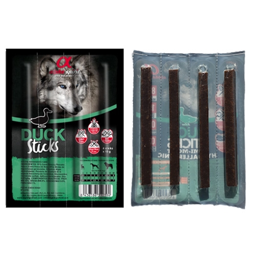 Лакомства полувлажные для собак Alpha Spirit DOG Sticks Duck Chicken, 4 штуки (40 г)