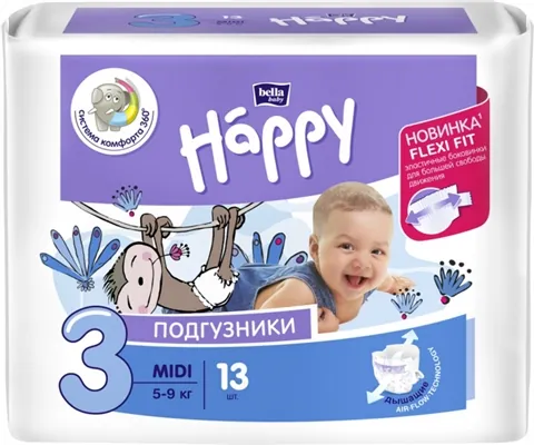 Підгузки Bella Baby Happy Midi, розмір 3, 5-9 кг, 13 шт