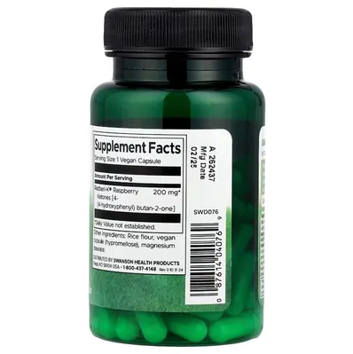 Малинові кетони Swanson Razberi-K Raspberry Ketones 200 мг, 60 капсул