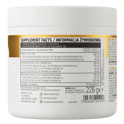 Омега 3-6-9 OstroVit Omega 3-6-9, 180 капсул