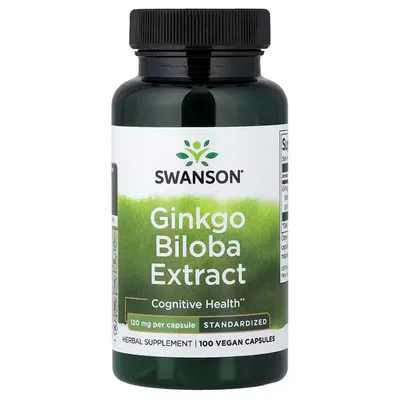 Гінкго Білоба екстракт Swanson Ginkgo Biloba Extract 120 мг вег. капсули №100