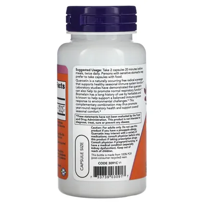 Кверцетин із Бромелайном NOW Quercetin with Bromelain вег. капсули №60