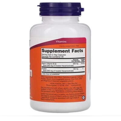 Ниацин NOW Flush-Free Niacin капсулы по 250 мг №180