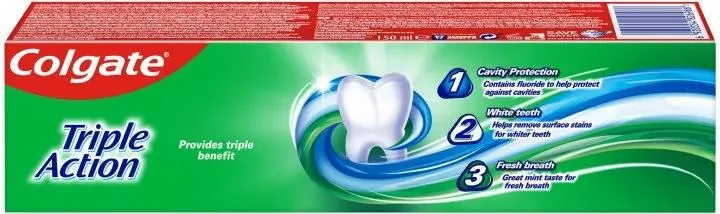 Зубна паста Colgate Triple Action Потрійна дія Натуральна м'ята, 150 мл