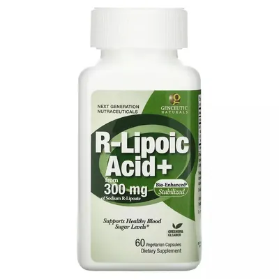 R-ліпоєва кислота Genceutic Naturals R-Lipoic Acid+ вег. капсули №60