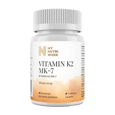Вітамін К2-менахінон-7 My Nutri Week Vitamin K2 MK-7 100 мкг, 60 капсул