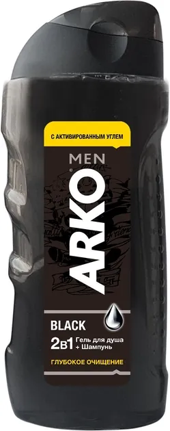 Гель для душу та шампунь Arko Men 2 in 1 Black чоловічий, 260 мл
