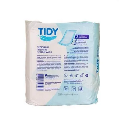 Пелюшки Tidy Absorbent Diapers одноразові поглинаючі 60 x 90 см, 30 шт