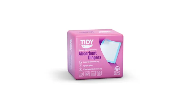 Пелюшки Tidy Absorbent Diapers одноразові поглинаючі 60 x 60 см, 30 шт