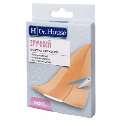 Пластир медичний Dr. House бактерицидний на нетканій основі, 6 см х 50 см, 1 штука