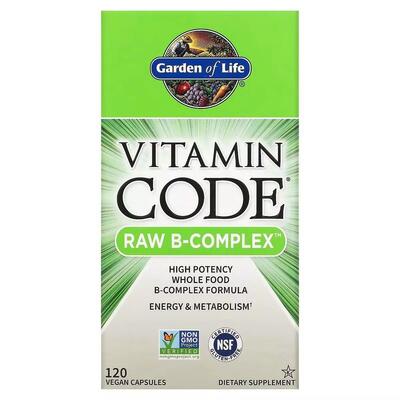 Вітаміни В-комплекс Garden of Life RAW B-Complex, 120 вегетаріанських капсул