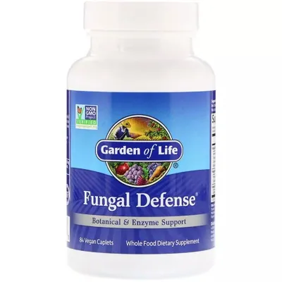 Добавка Garden of Life Fungal Defense ферментна підтримка і рослинний захист від грибків, 84 вегетаріанських капсул