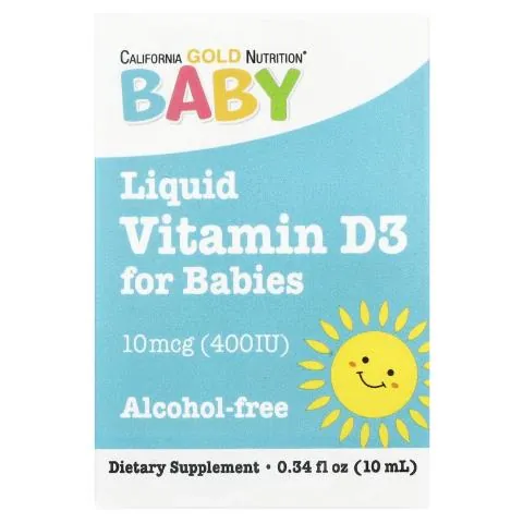 Вітамін Д3 для дітей California Gold Nutrition Baby Vitamin D3 400 МО, 10 мл