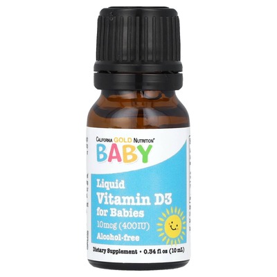 Витамин D3 400 МЕ California Gold Nutrition для детей, 10 мл