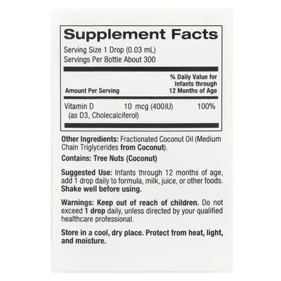 Вітамін Д3 для дітей California Gold Nutrition Baby Vitamin D3 400 МО, 10 мл