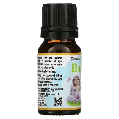 Вітамін Д3 для дітей California Gold Nutrition Baby Vitamin D3 400 МО, 10 мл
