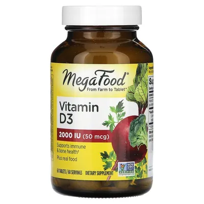Вітамін D3 2000 IU MegaFood, 60 таблеток