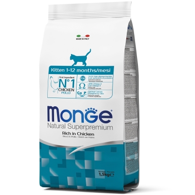 Корм сухой Monge Kitten Rich in Chicken для котят в возрасте от 1 до 12 месяцев с курицей, 1,5 кг