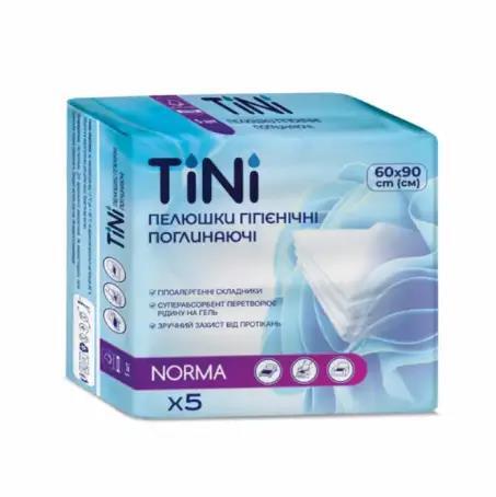 Пелюшки TіNі Norma одноразові гігієнічні поглинаючі 60 х 90 см, 5 шт